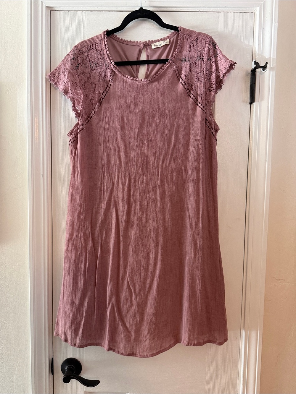 Lace-Trim Tunic Dress in Dusty Rose